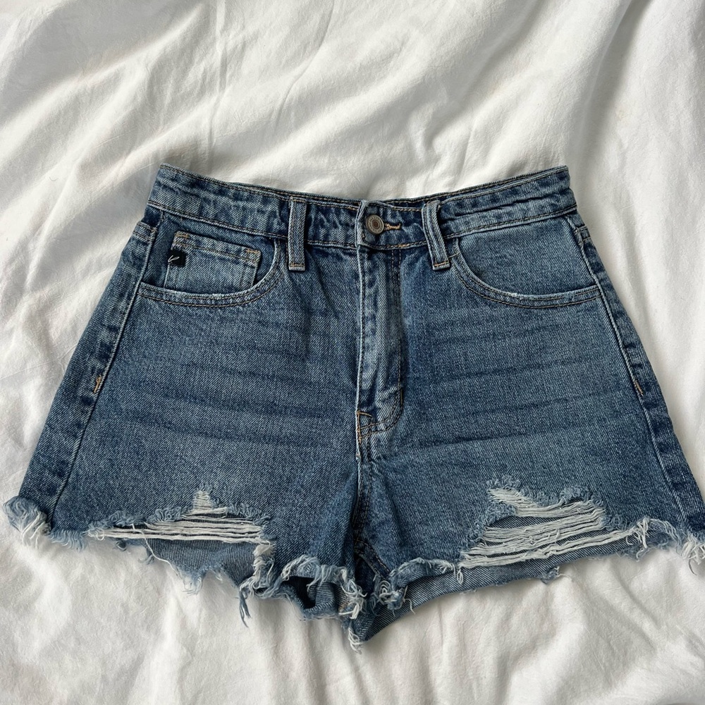 KanCan Dark Blue Distressed Jean Shorts
